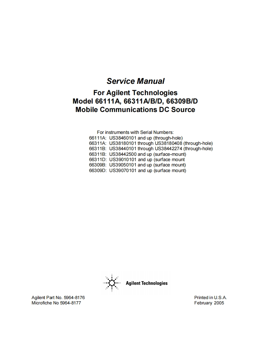 AGILENT-66311Bser维修维护手册