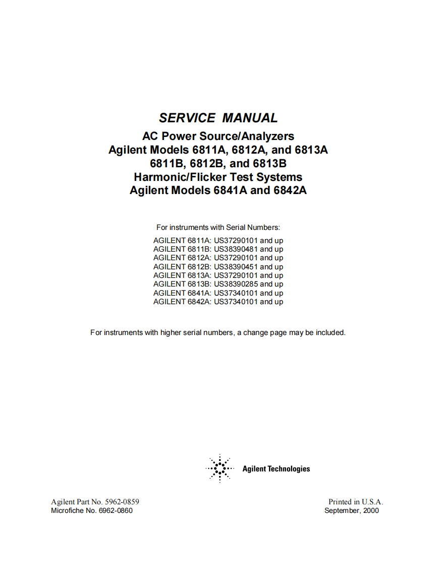 AGILENT-6811Bser维修维护手册