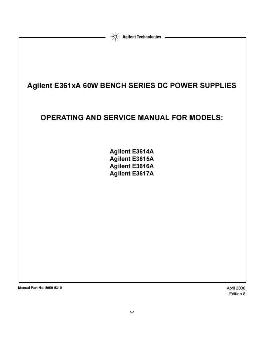 AGILENT-E3614AE8维修维护手册
