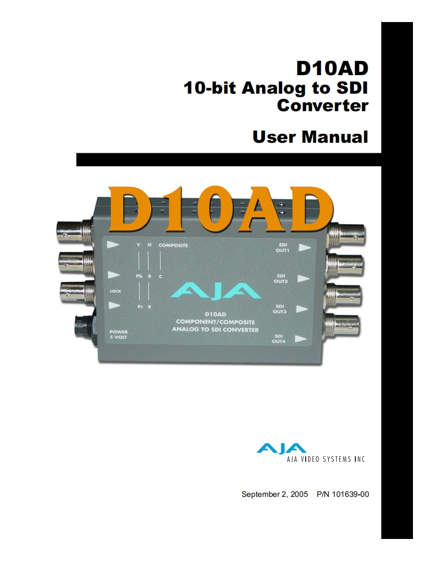 AJA-D10AD-操作说明书手册