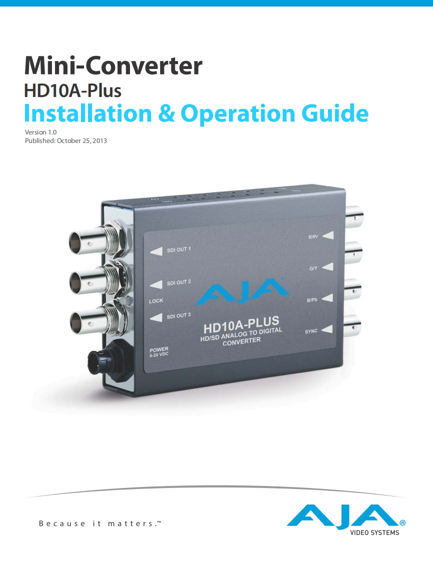 AJA-HD10A-Plus-操作说明书手册