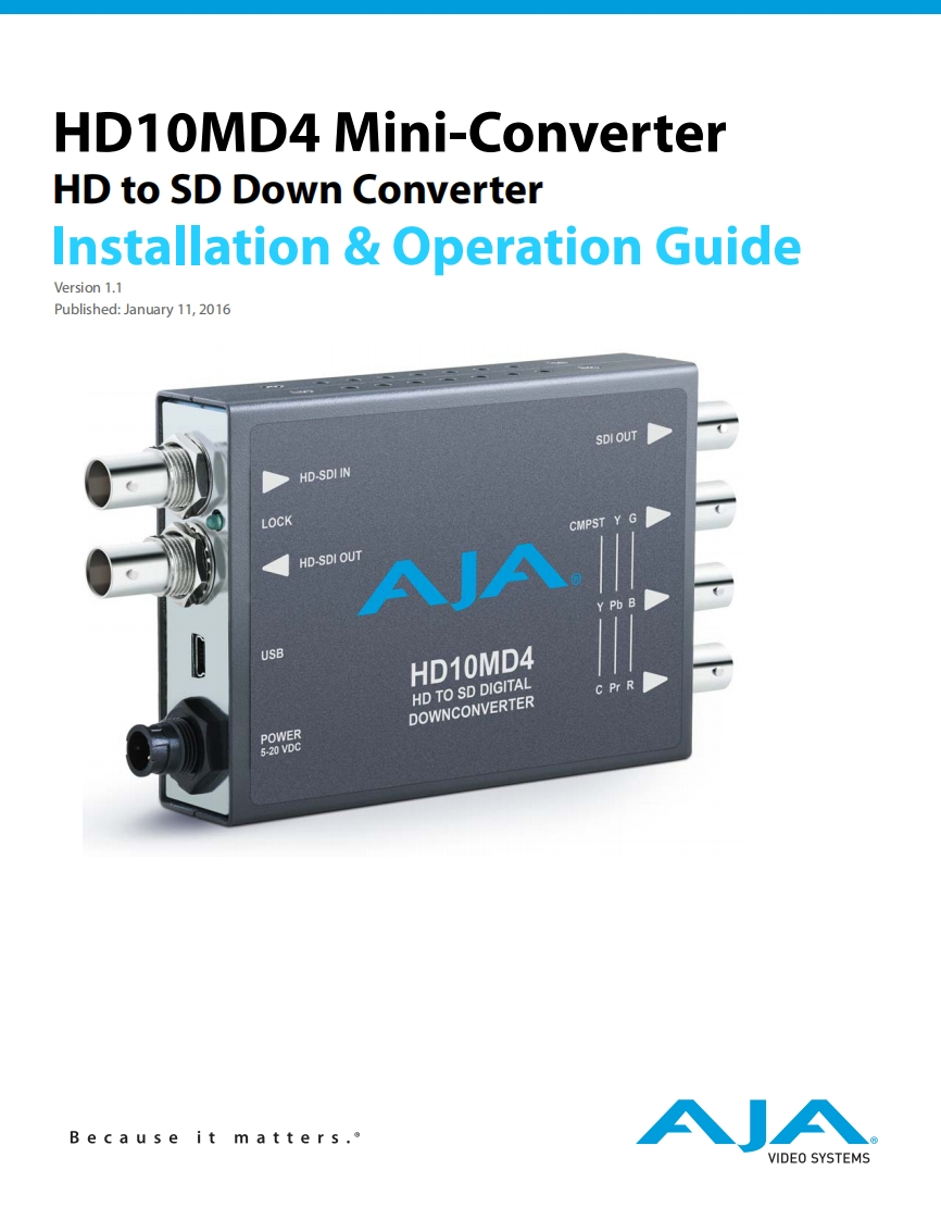 AJA-HD10MD4-操作说明书手册-v1.1