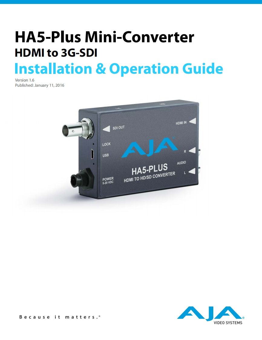 AJA_HA5-Plus_使用说明书手册_v1.6