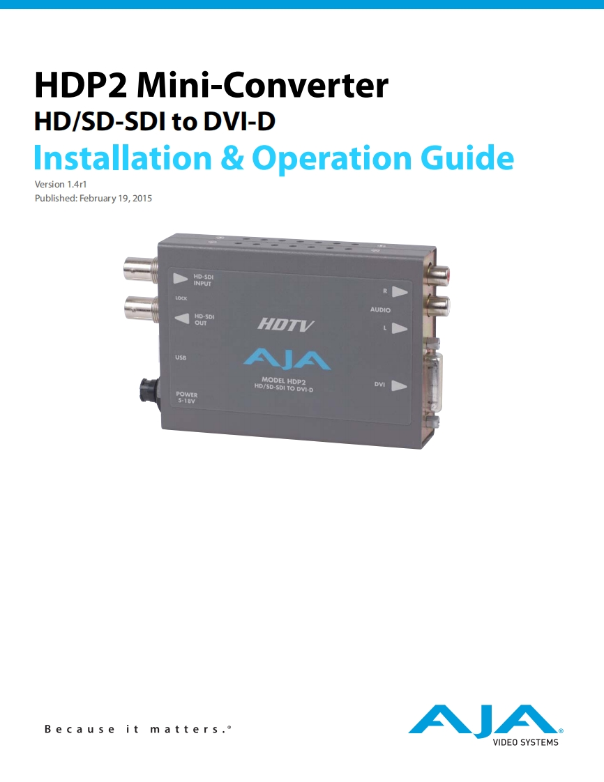 AJA_HDP2_使用说明书手册_v1.4r1