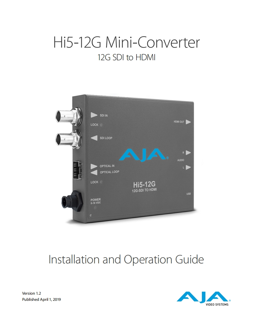 AJA_Hi5-12G_操作说明书手册_v1.2