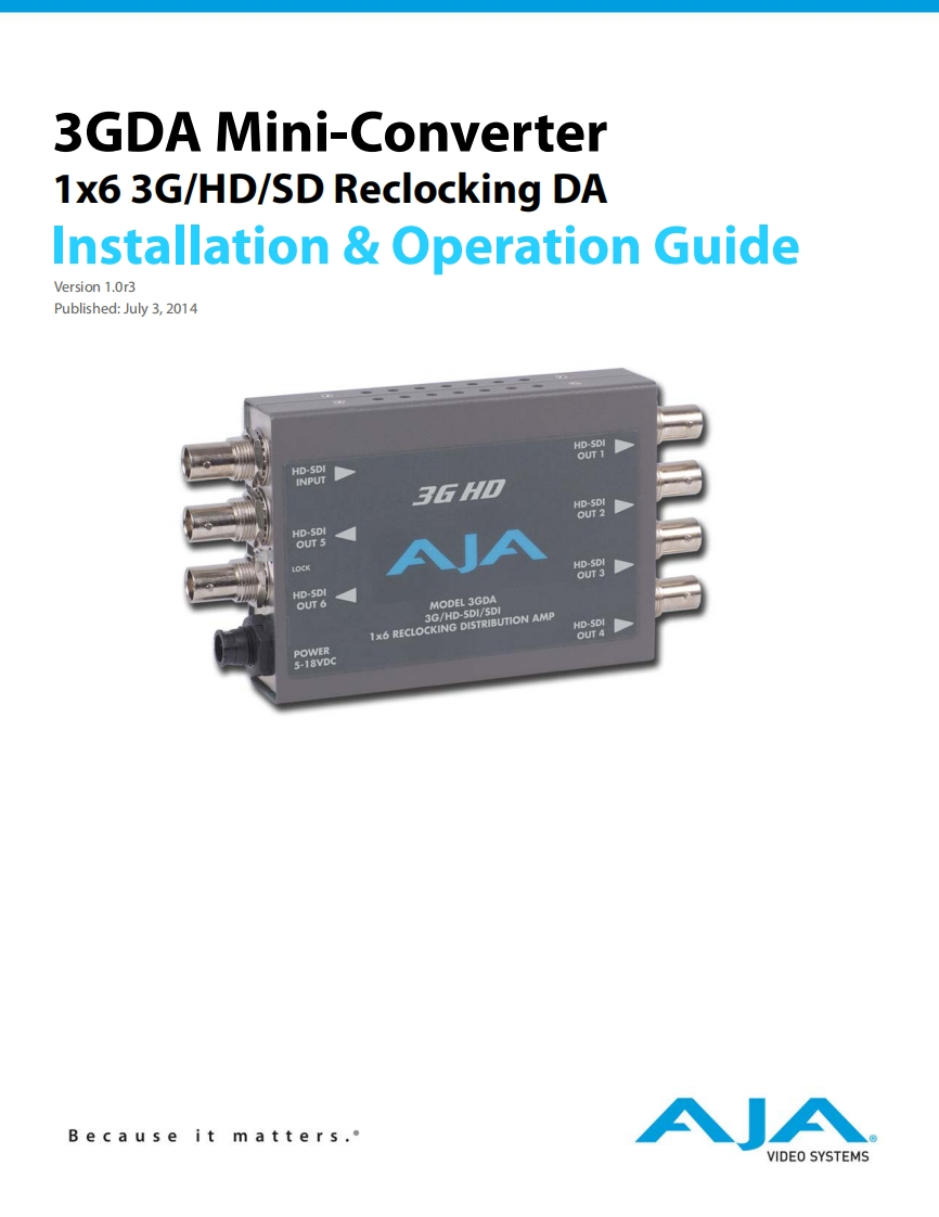 AJA_使用说明书手册_3GDA_v1.0r3