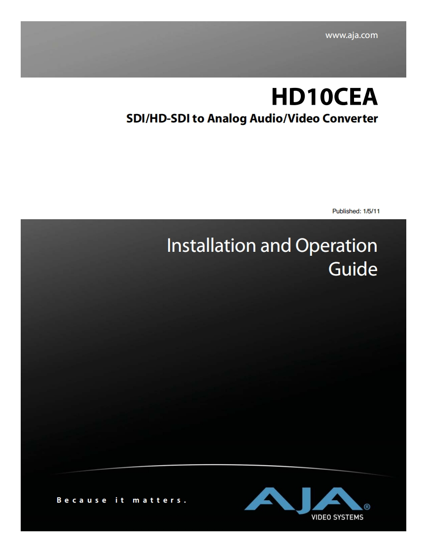 AJA_使用说明书手册_HD10CEA