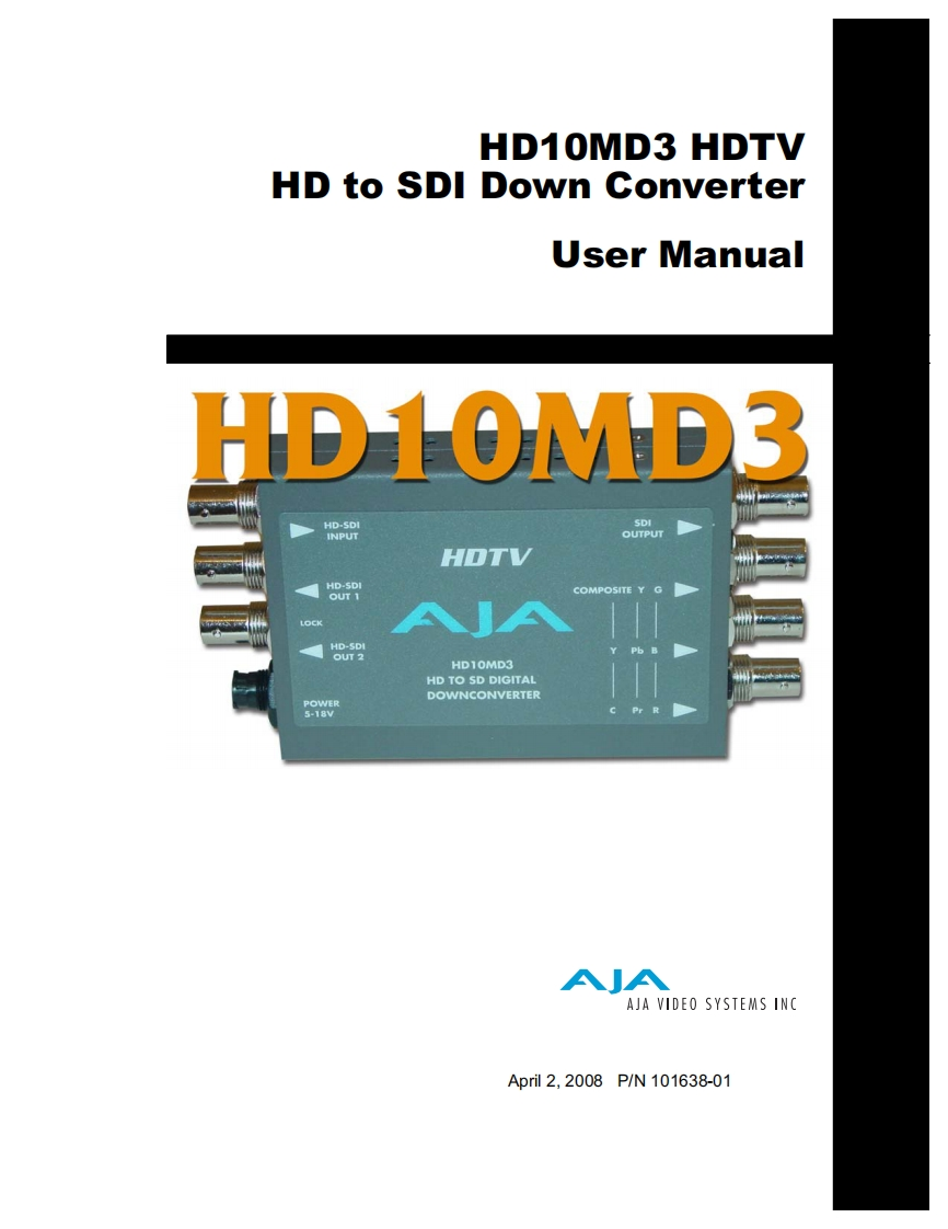 AJA_使用说明书手册_HD10MD3