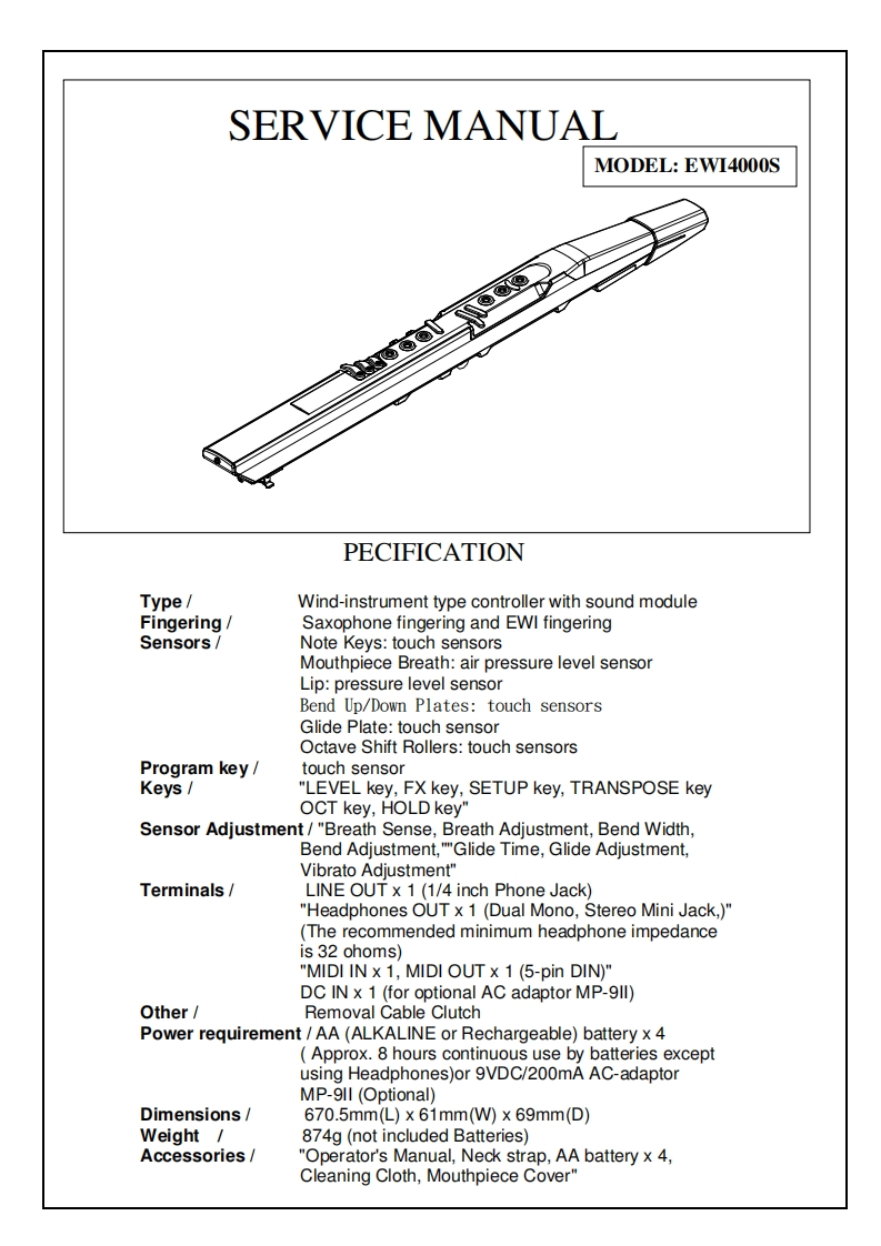 AKAI_EWI4000S_维修手册电器原理图