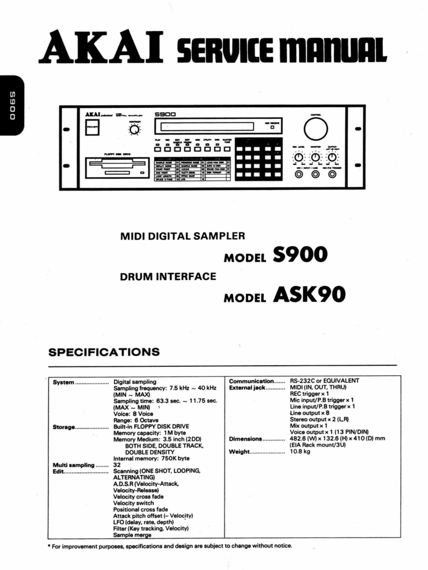 AKAI_S900_维修手册电器原理图