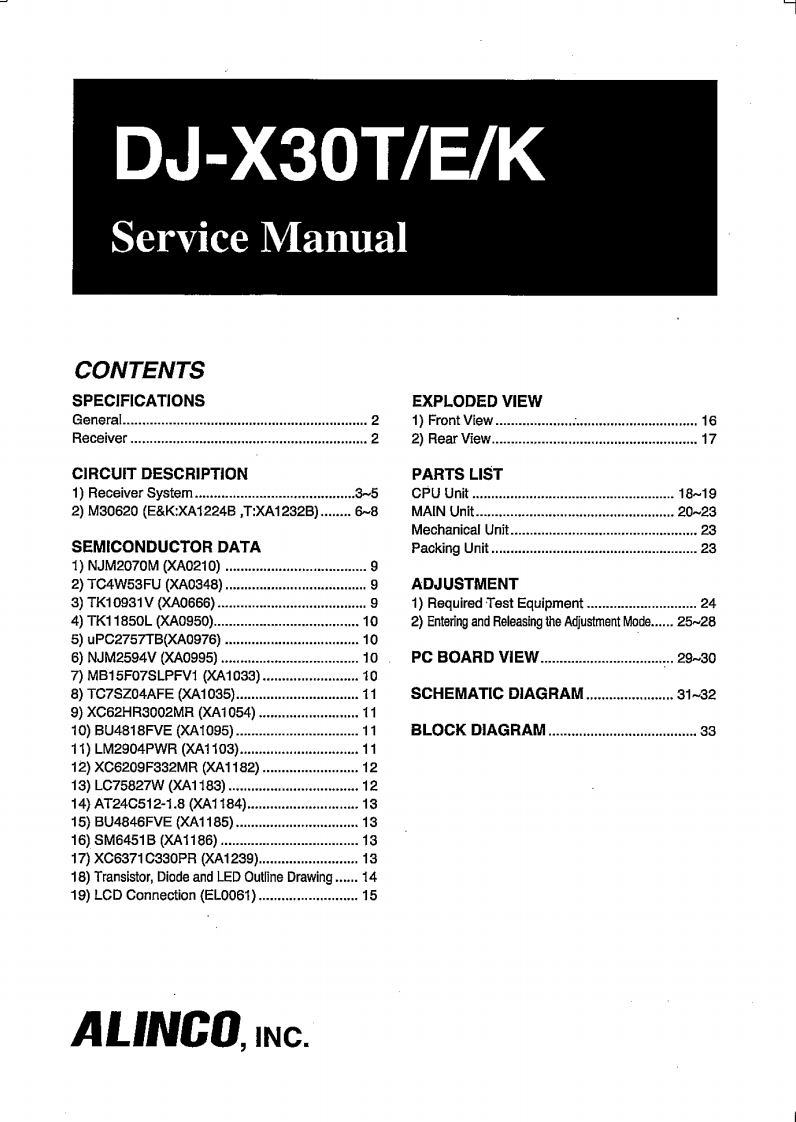 ALINCO--DJ-X30-维修电器原理图手册