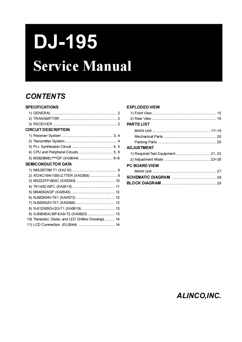 ALINCODJ195维修手册