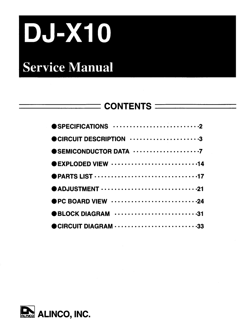 ALINCODJX10MANUAL维修手册