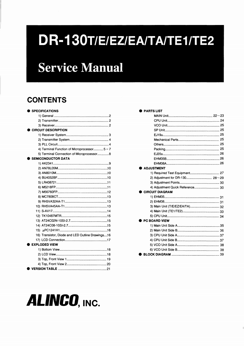 ALINCODR130MANUAL维修手册