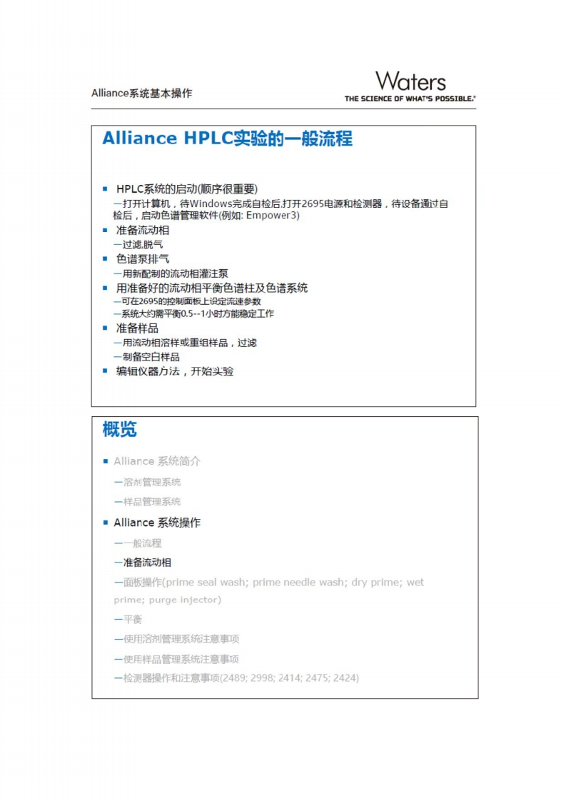 ALLIANCEHOLC实验一般操作标准
