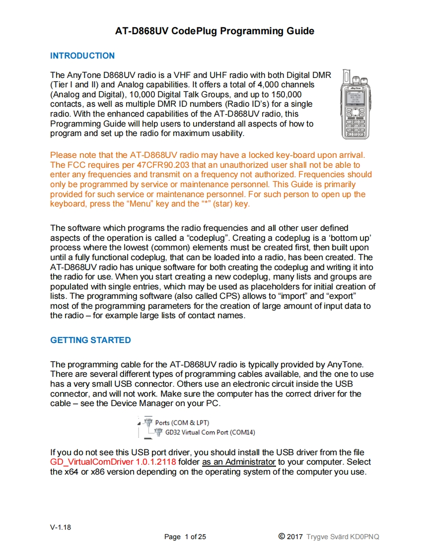 ANYTONE自由通对讲机手台AT-D868UV_Programming_Guide_v1.18操作说明书手册