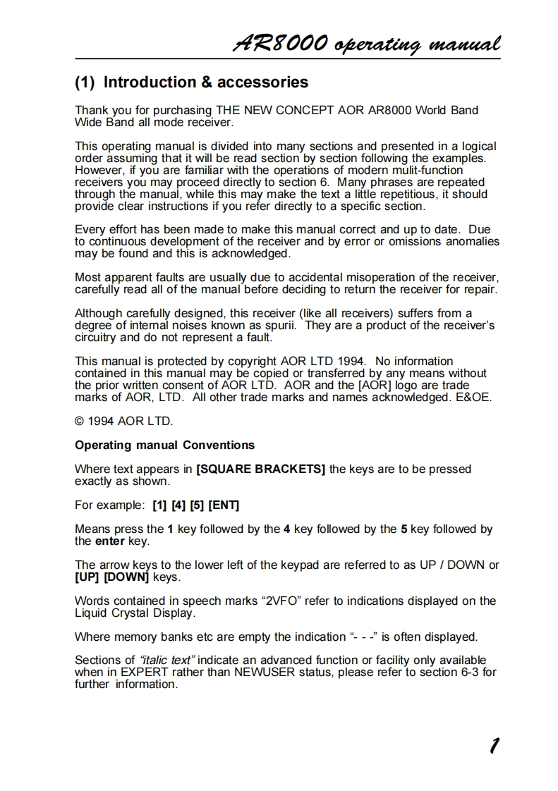 AOR_8000_Manual操作说明书手册