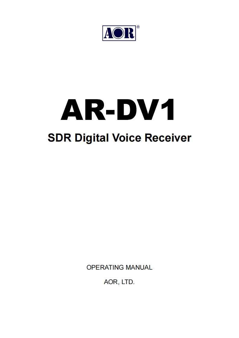 AOR_AR-DV1_Manual操作说明书手册