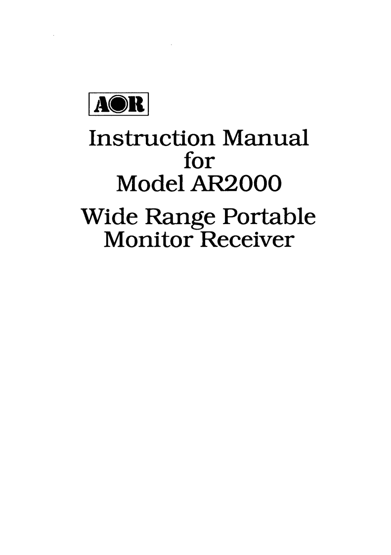 AOR_AR2000_Manual操作说明书手册