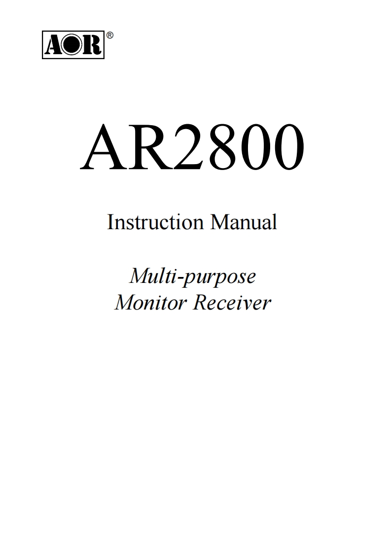 AOR_AR2800_Manual操作说明书手册