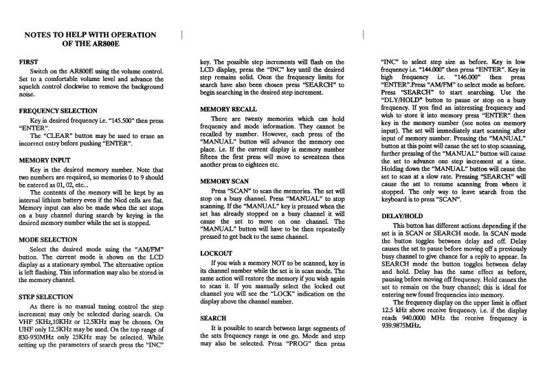 AOR_AR800E_Quick_Reference_Manual操作说明书手册