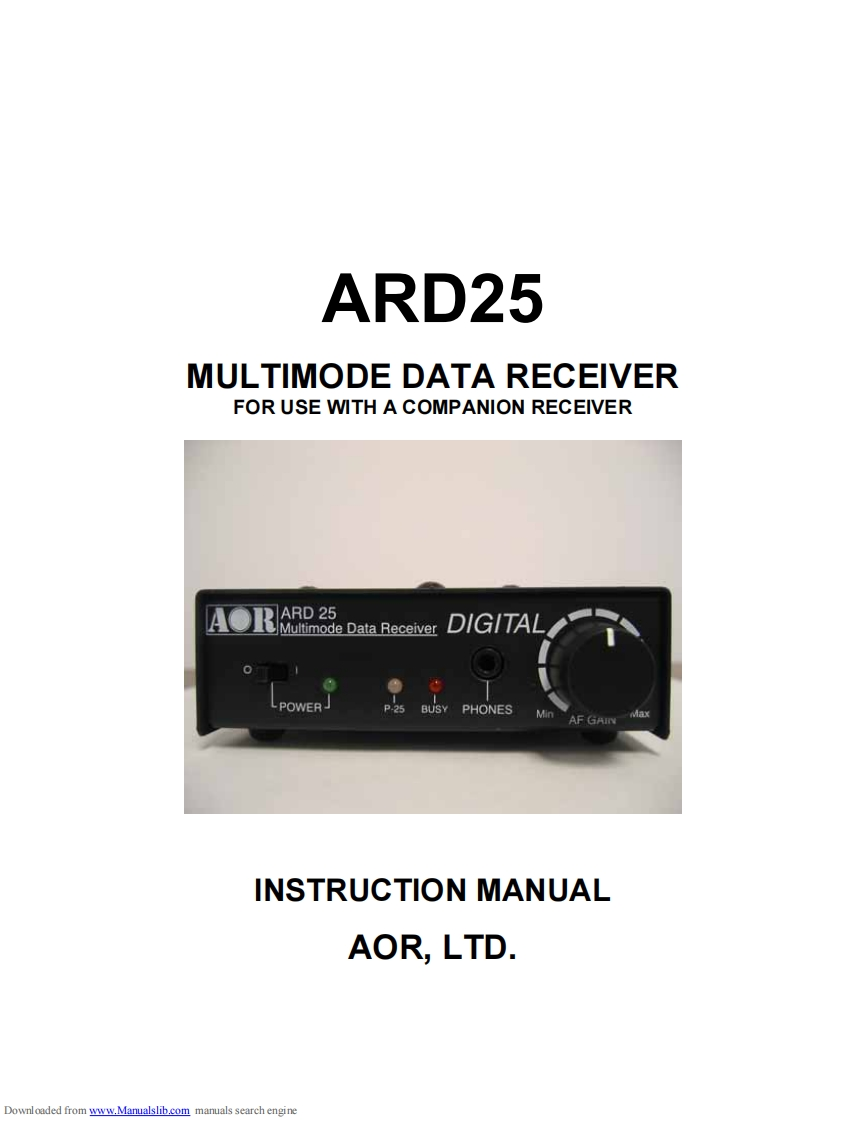 AOR_ARD-25_Manual操作说明书手册