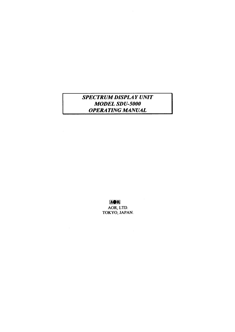 AOR_SDU5000_Manual操作说明书手册