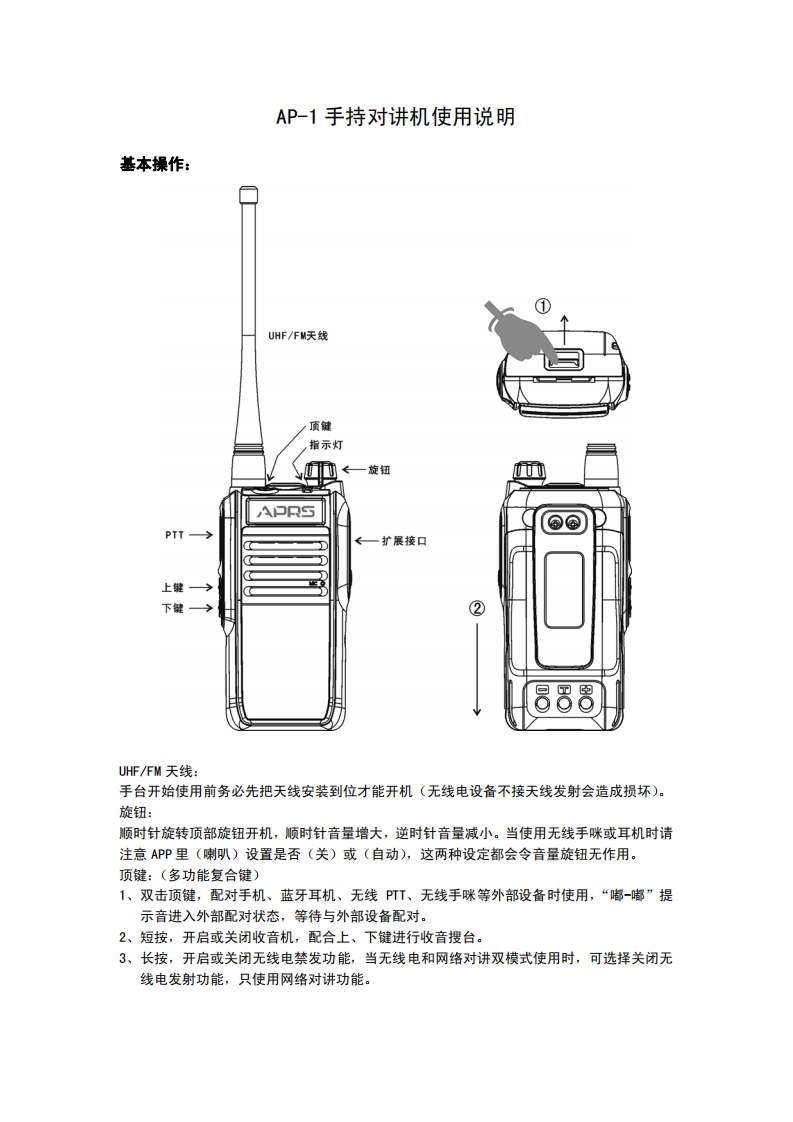 AP-1手持对讲机使用说明