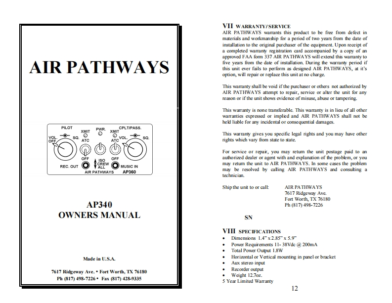 AP340_IM操作说明书手册