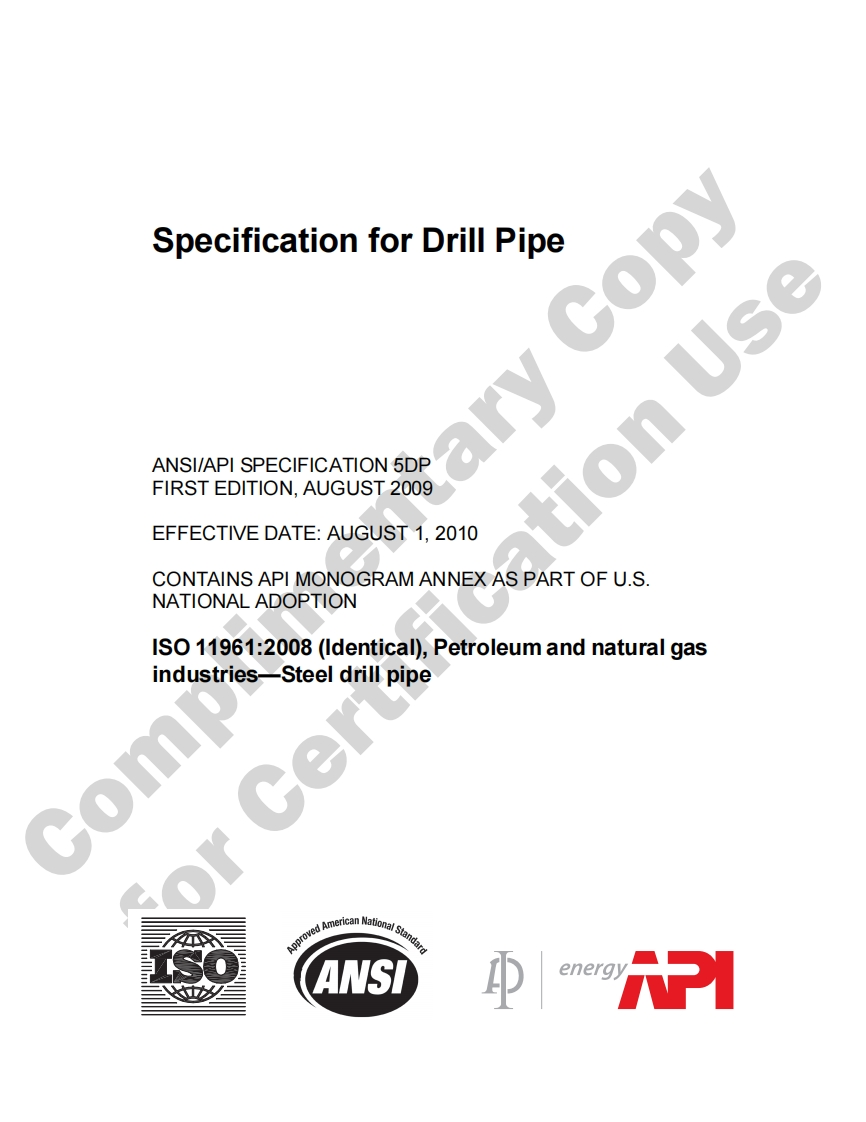 API-5DP-2009-Specification-for-Drill-Pipe现行标准技术规范