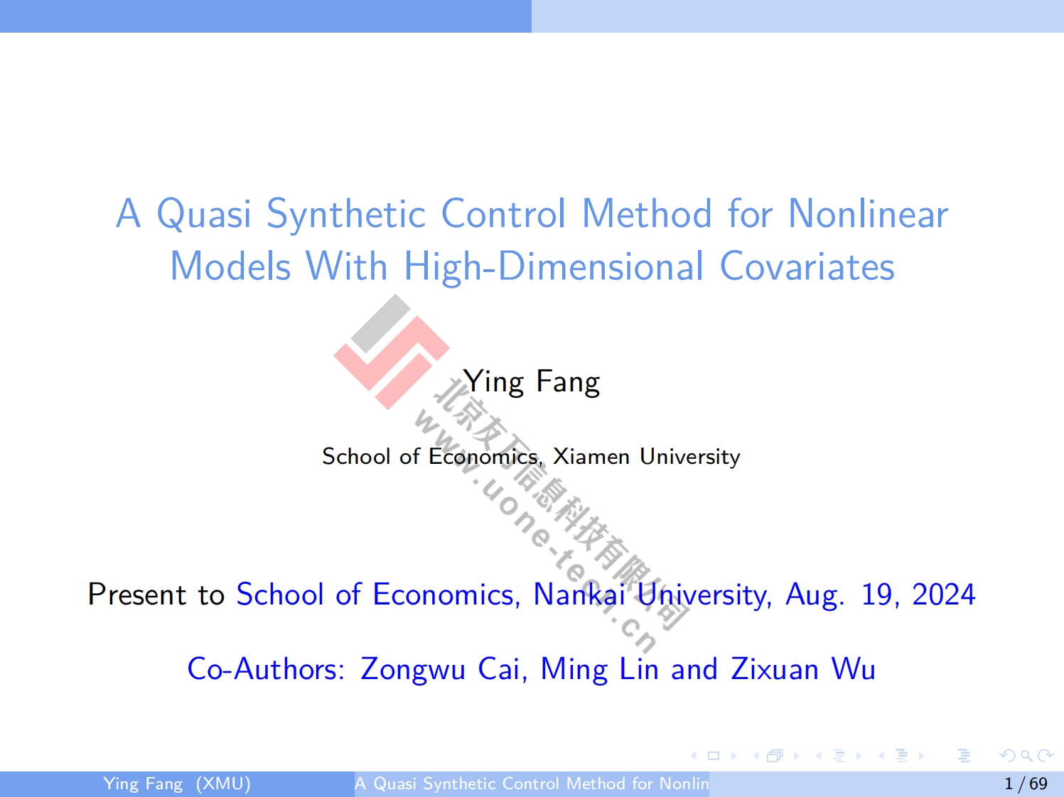 AQuasiSyntheticControlMethodforNonlinearModelsWithHigh-DimensionalCovariates-方颖（厦门大学)