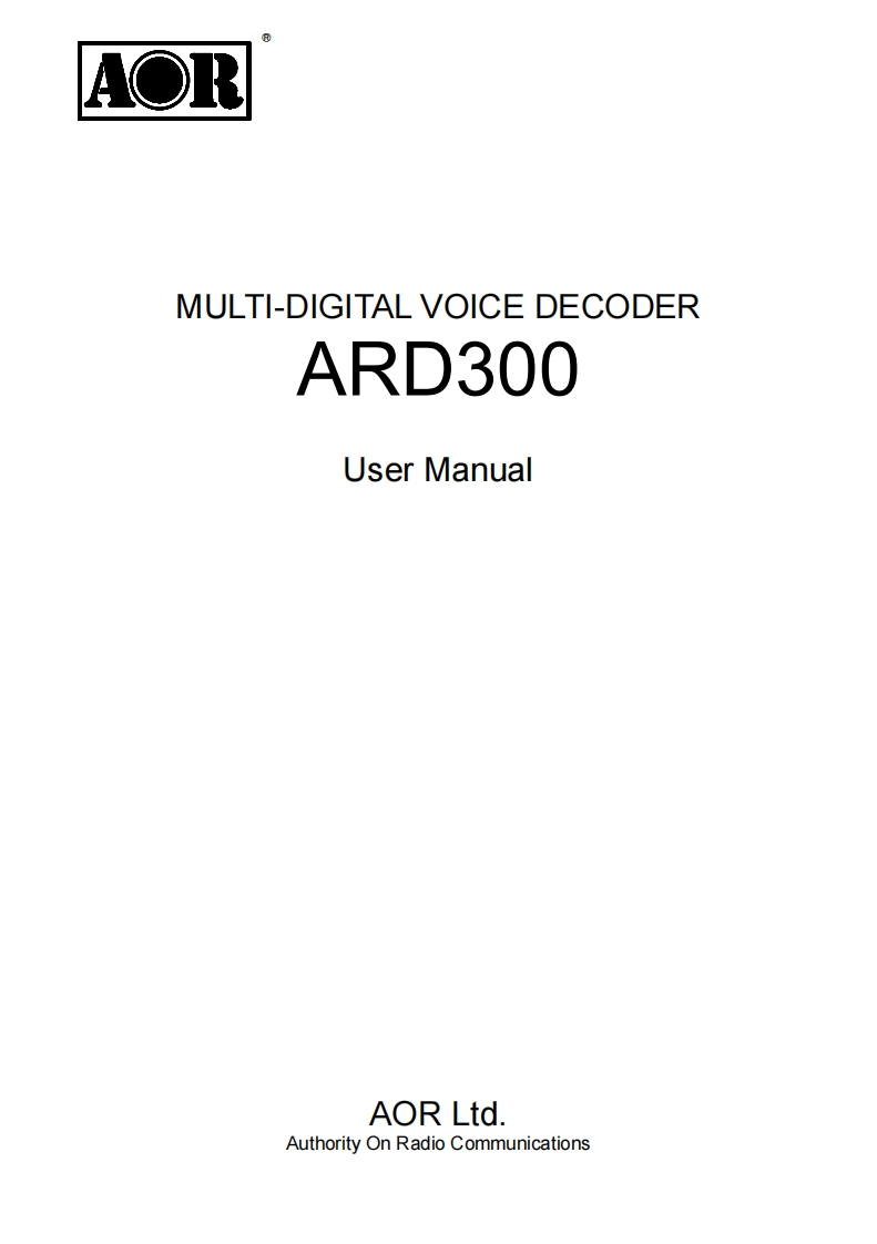 ARD300_ENG_用户说明书手册