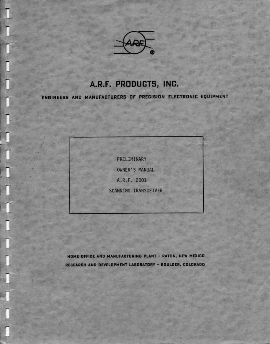 ARF-2001_Owners_Manual操作说明书手册