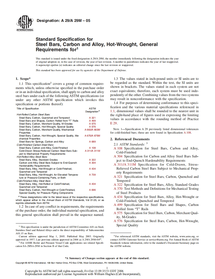 ASTM-A29-Standard-Specification-Steel-Bars-Carbon-and-Alloy-Hot-Wrought-General-Requirements现行标准技术规范