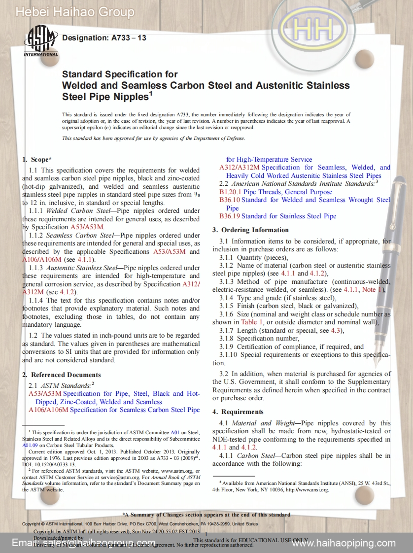 ASTM-A733-Standard-Specification-for-Welded-and-Seamless-Carbon-Steel-and-Austenitic-Stainless-Steel-Pipe-Nipples