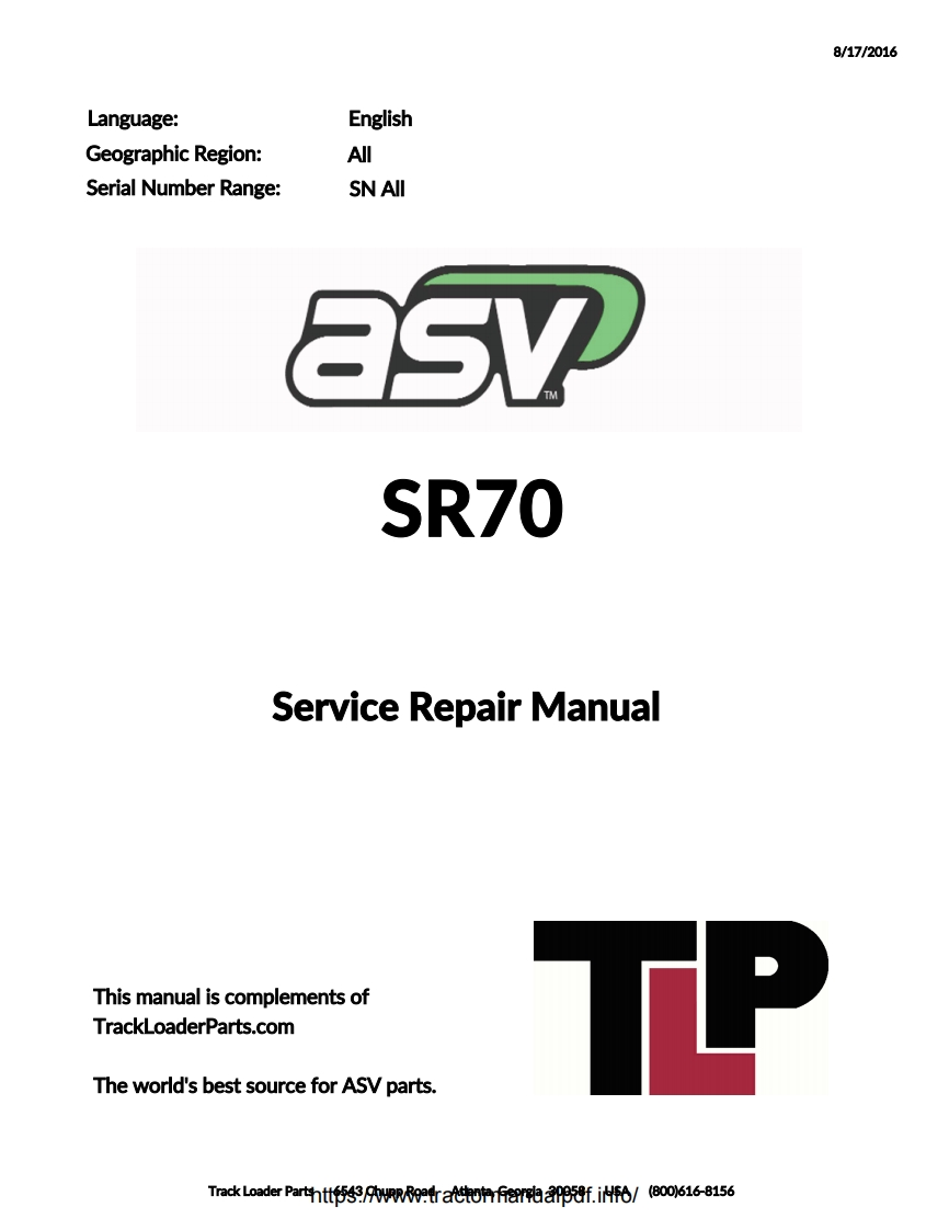 ASV-SR70-Loader-维修维护手册-PDF