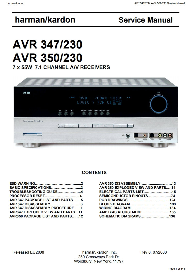 AVR347-AVR-350-Service-Manual维修操作说明书手册