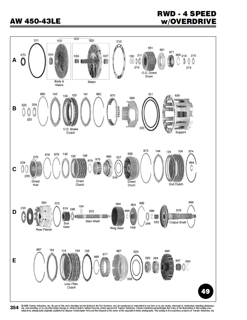 AW45043LE变速箱零部件图册