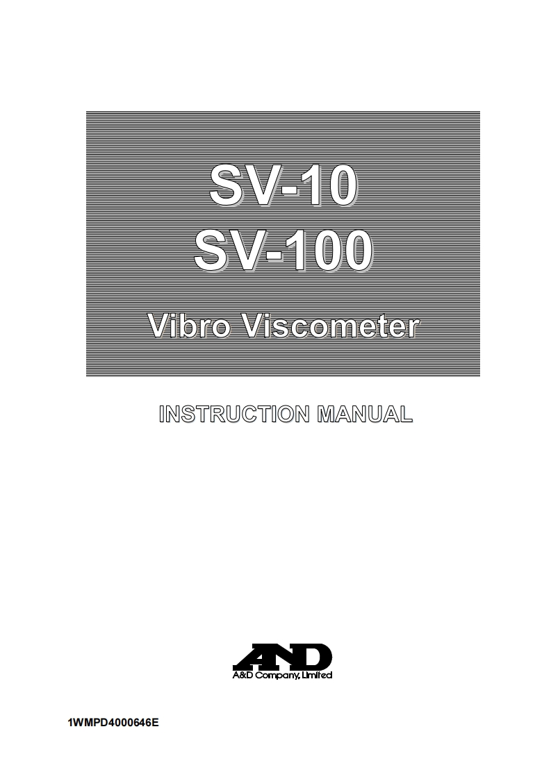 AandD-Viscometer-SV-10-Instruction-操作说明书手册