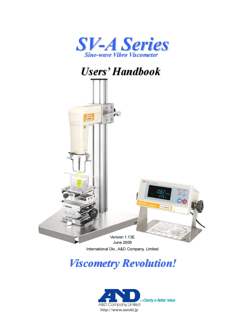 AandD-Viscometer-SV-1A-操作说明书手册-副本