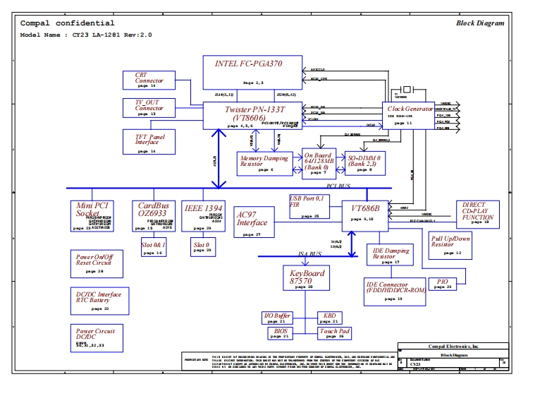 Acer-Aspire-1200_Compal_LA-1281_CY23_Rev2.0笔记本电器原理图