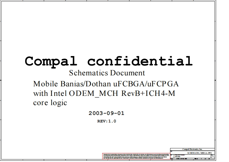 Acer-Aspire-2000_Compal_LA-1991_Rev1.0笔记本电器原理图