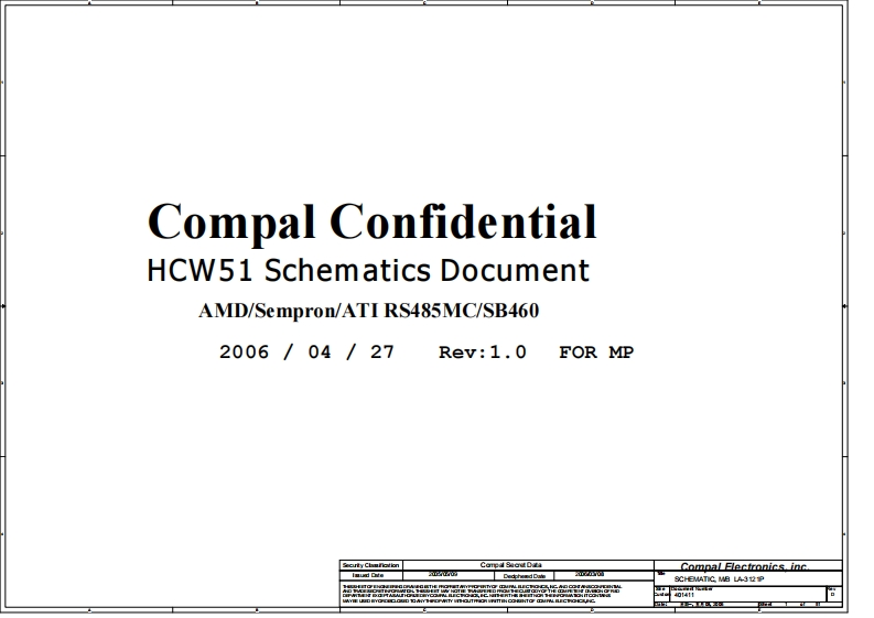 Acer-Aspire-3100---COMPAL-LA-3121P-HCW51---REV-1.0笔记本电器原理图