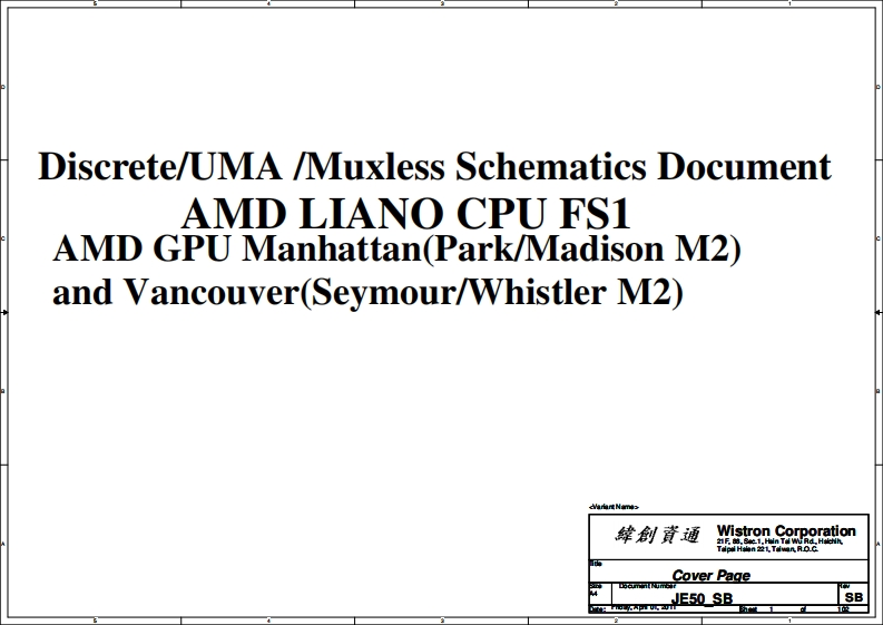 Acer-Aspire-5560_Wistron_JE50-SB_Discrete_UMA_Muxless_RevSB笔记本电器原理图