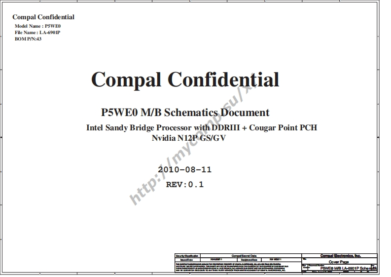 Acer-Aspire-5750-5750G-Gateway-NV57H---Compal_LA-6901P笔记本电器原理图