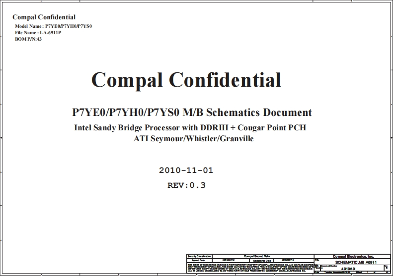 Acer-Aspire-7750_7750G_Compal_LA-6911P_P7YE0_P7YH0_P7YS0_Rev0.3笔记本电器原理图