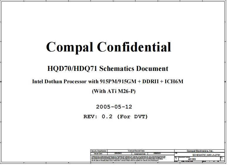 Acer-Aspire-9500_Compal_HDQ70_71_LA-2781_Rev0.2笔记本电器原理图