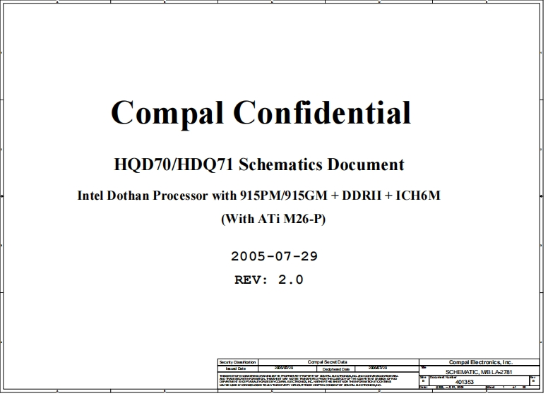 Acer-Aspire-9500_Compal_LA-2781_HDQ70-71_Rev2.0笔记本电器原理图