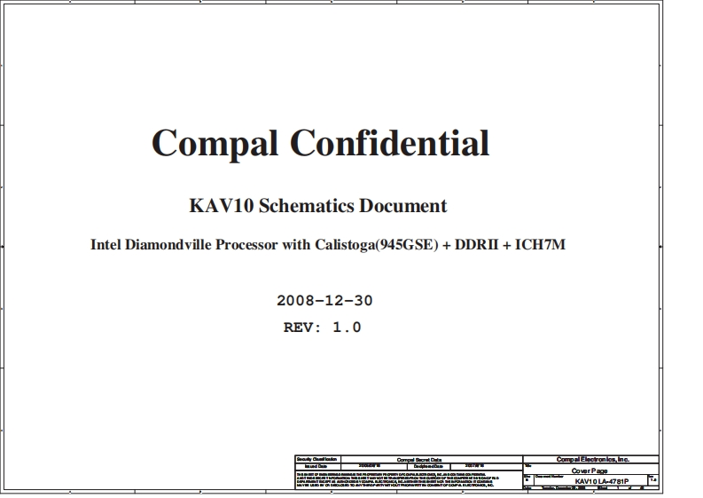 Acer-Aspire-One-AOD150_Compal_LA-4781P_KAV10_Rev1.0(2008-12-30)笔记本电器原理图
