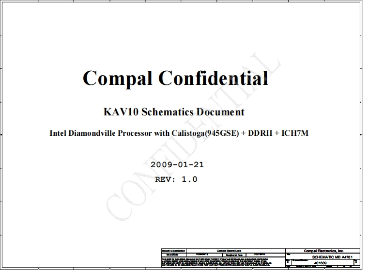 Acer-Aspire-One-AOD150_Compal_LA-4781P_KAV10_Rev1.0(2009-01-21)笔记本电器原理图